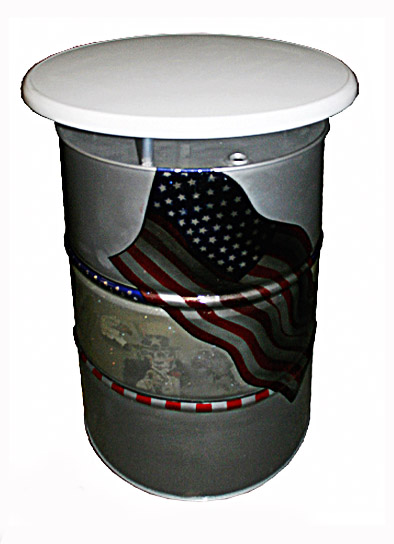 Stehtisch "Barrel"  Ölfass/ h 110cm, mit einer Kopfplatte 70cm, USA